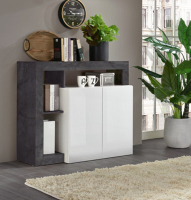 FurniComp LTD Furnicomp Lorenzo 2 Door White Gloss And Anthracite Sideboard - image 1