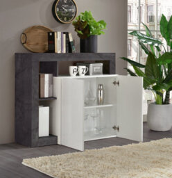 FurniComp LTD Furnicomp Lorenzo 2 Door White Gloss And Anthracite Sideboard - thumbnail 2