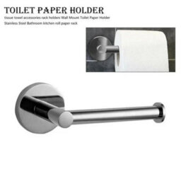 Wall Mounted Toilet Roll Holder Chrome Tissue Paper Stand Bathroom Round - thumbnail 4
