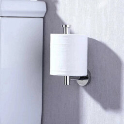 Wall Mounted Toilet Roll Holder Chrome Tissue Paper Stand Bathroom Round - thumbnail 2