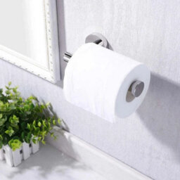 Wall Mounted Toilet Roll Holder Chrome Tissue Paper Stand Bathroom Round - thumbnail 3