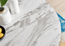 Furniturebox Uk Novara White Marble 120Cm Round Dining Table & 4 Navy Pesaro Silver Chairs - thumbnail 5
