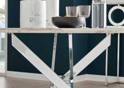 Furniturebox Uk Novara White Marble 120Cm Round Dining Table & 4 Navy Pesaro Silver Chairs - thumbnail 6