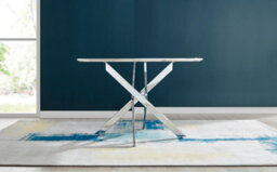 Furniturebox Uk Novara White Marble 120Cm Round Dining Table & 4 Navy Pesaro Silver Chairs - thumbnail 8