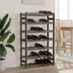 Berkfield Wine Rack For 42 Bottles Grey Solid Wood Pine - thumbnail 1