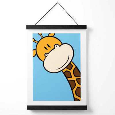 Artze Wall Art Cute Cartoon Style Giraffe Face Art Print With Black Frame Size: A4 - image 1