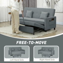 Wyld Haus Senosa Grey Velvet-Feel 3-Seater Convertible Sofa Bed With Tufting - Queen Bed Size - thumbnail 5