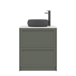 Royal Bathrooms Royal Bathroom Elmore 700mm Matt Green Freestanding Bathroom Vanity Unit 2 Drawer Plain White Worktop With Milan Black Basin - thumbnail 7
