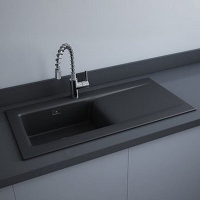 Rak Ceramics Dream 1.0 Bowl Matt Black Reversible Ceramic Inset Kitchen Sink - image 1