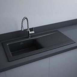 Rak Ceramics Dream 1.0 Bowl Matt Black Reversible Ceramic Inset Kitchen Sink - thumbnail 1