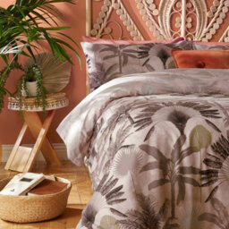 Furn. Malaysian Palm Tropical Duvet Cover Set, Double, Pink - thumbnail 2