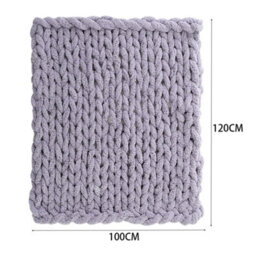 Living And Home Soft Comfortable Stretchable Grey Soft Handwoven Knitted Chenille Blanket For Couch And Bed 120Cm L X 100Cm W - thumbnail 5