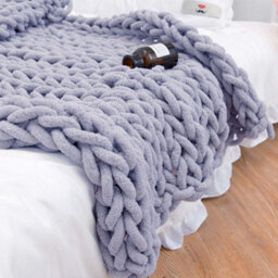 Living And Home Soft Comfortable Stretchable Grey Soft Handwoven Knitted Chenille Blanket For Couch And Bed 120Cm L X 100Cm W