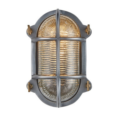 Industville Bulkhead Outdoor & Bathroom Oval Wall Light - 6 Inch, Gunmetal - image 1