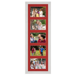 AK Frames 26X8 White Ash Modern Multi Photo Frame With Crimson Mount - Holds 5 Apertures (5X) 6X4 Photos - thumbnail 1