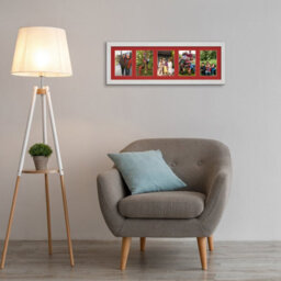 AK Frames 26X8 White Ash Modern Multi Photo Frame With Crimson Mount - Holds 5 Apertures (5X) 6X4 Photos - thumbnail 3