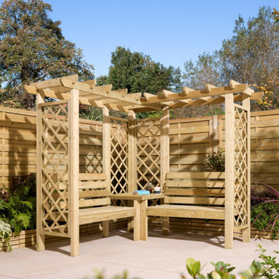 Rowlinson Richmond Corner Arbour, (H)1940mm (W)2110mm (D)2110mm - Assembly Required - image 1