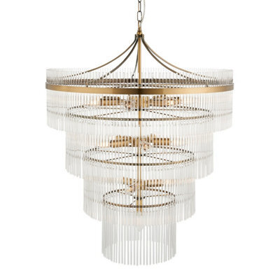 Luminosa Lighting Luminosa Marietta Pendant Ceiling Light Antique Brass Plate, Clear Glass, 16X E14 - image 1