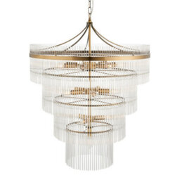 Luminosa Lighting Luminosa Marietta Pendant Ceiling Light Antique Brass Plate, Clear Glass, 16X E14 - thumbnail 1
