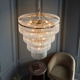 Luminosa Lighting Luminosa Marietta Pendant Ceiling Light Antique Brass Plate, Clear Glass, 16X E14 - thumbnail 4