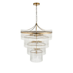 Luminosa Lighting Luminosa Marietta Pendant Ceiling Light Antique Brass Plate, Clear Glass, 16X E14 - thumbnail 7