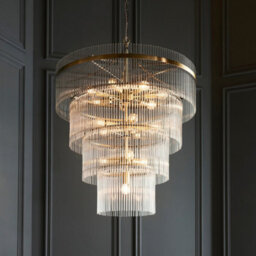 Luminosa Lighting Luminosa Marietta Pendant Ceiling Light Antique Brass Plate, Clear Glass, 16X E14 - thumbnail 2
