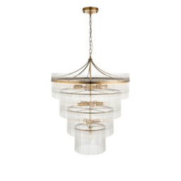 Luminosa Lighting Luminosa Marietta Pendant Ceiling Light Antique Brass Plate, Clear Glass, 16X E14 - thumbnail 6