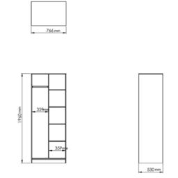 Pesaro Ready Assembled Modern Matt White Tall Open Double Wardrobe (H)1970mm (W)740mm (D)530mm - thumbnail 4