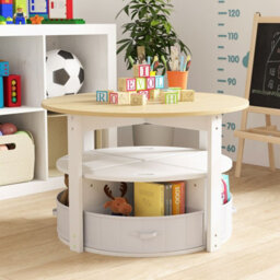 Costway Kids Table And Chair Set 5 Piece Toddler Round Nesting Table-Natural - thumbnail 7