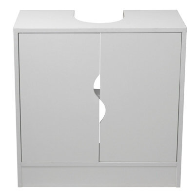 Urbn-Living Urbnliving Height 60Cm Flaminio Partial Pedestal Bathroom Sink Colour White Cabinet Under Cupboard Storage Furniture - image 1
