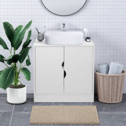 Urbn-Living Urbnliving Height 60Cm Flaminio Partial Pedestal Bathroom Sink Colour White Cabinet Under Cupboard Storage Furniture - thumbnail 2