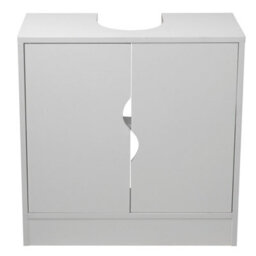 Urbn-Living Urbnliving Height 60Cm Flaminio Partial Pedestal Bathroom Sink Colour White Cabinet Under Cupboard Storage Furniture
