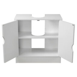 Urbn-Living Urbnliving Height 60Cm Flaminio Partial Pedestal Bathroom Sink Colour White Cabinet Under Cupboard Storage Furniture - thumbnail 3