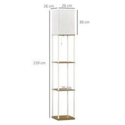 Homcom Modern Floor Lamp With Shelves And Fabric Lampshade For Living Room - thumbnail 3