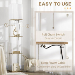 Homcom Modern Floor Lamp With Shelves And Fabric Lampshade For Living Room - thumbnail 6
