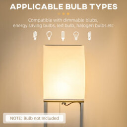 Homcom Modern Floor Lamp With Shelves And Fabric Lampshade For Living Room - thumbnail 7