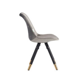 Life Interiors Set Of 2 Dark Grey Sofia Ergonomic Modern Dining Chairs Upholstered In Velvet, Metal Legs With Gold End Tips - thumbnail 3