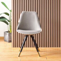 Life Interiors Set Of 2 Dark Grey Sofia Ergonomic Modern Dining Chairs Upholstered In Velvet, Metal Legs With Gold End Tips - thumbnail 2