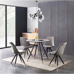 Life Interiors Set Of 2 Dark Grey Sofia Ergonomic Modern Dining Chairs Upholstered In Velvet, Metal Legs With Gold End Tips - thumbnail 8