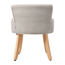 Living And Home Grey Teddy Fleece Vanity Stool With Rubberwood Legs, 47.5Cm W X 47.8Cm D X 60.7Cm H - thumbnail 4