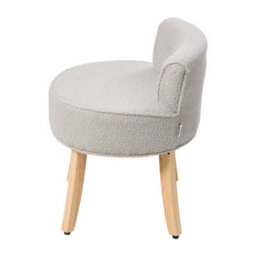 Living And Home Grey Teddy Fleece Vanity Stool With Rubberwood Legs, 47.5Cm W X 47.8Cm D X 60.7Cm H - thumbnail 2