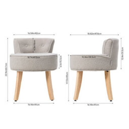 Living And Home Grey Teddy Fleece Vanity Stool With Rubberwood Legs, 47.5Cm W X 47.8Cm D X 60.7Cm H - thumbnail 5