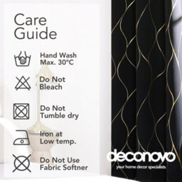 Deconovo Eyelet Blackout Curtains, Gold Wave Foil Printed Curtains, Thermal Insulated Curtains, W52 X L72 Inch, Black, 1 Pair - thumbnail 9