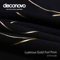 Deconovo Eyelet Blackout Curtains, Gold Wave Foil Printed Curtains, Thermal Insulated Curtains, W52 X L72 Inch, Black, 1 Pair - thumbnail 8