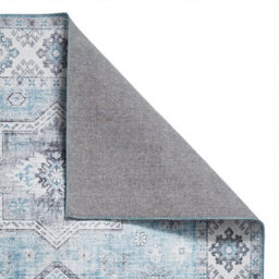 Light Blue Traditional Bordered Geometric Rug For Bedroom & Living Room-60 X 225Cm (Runner) - thumbnail 5