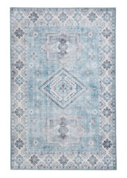 Light Blue Traditional Bordered Geometric Rug For Bedroom & Living Room-60 X 225Cm (Runner) - thumbnail 6