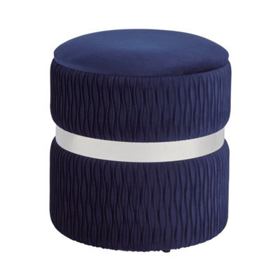 Soft Velvet Storage Stool Midnight Blue - image 1