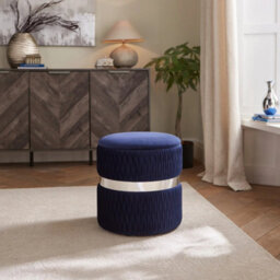 Soft Velvet Storage Stool Midnight Blue - thumbnail 3