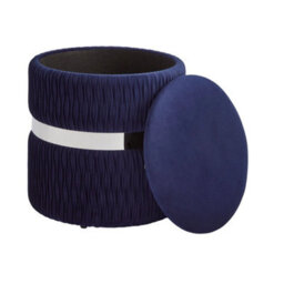 Soft Velvet Storage Stool Midnight Blue - thumbnail 2