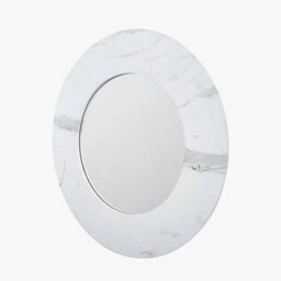 Pacific Lifestyle White Marble Effect Wood Veneer Round Wall Mirror - thumbnail 3